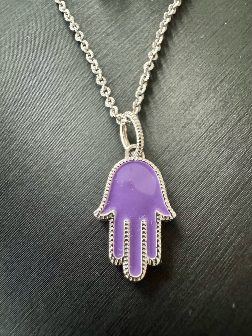 Jonathan Joseph Rosse Silver Purple Hamsa Hand Pendant Necklace - Women Jewelry